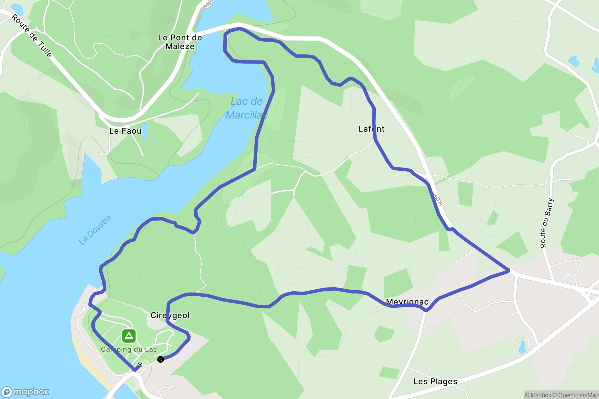 Marcillac-la-Croisille : carte du parcours de randonnée - France