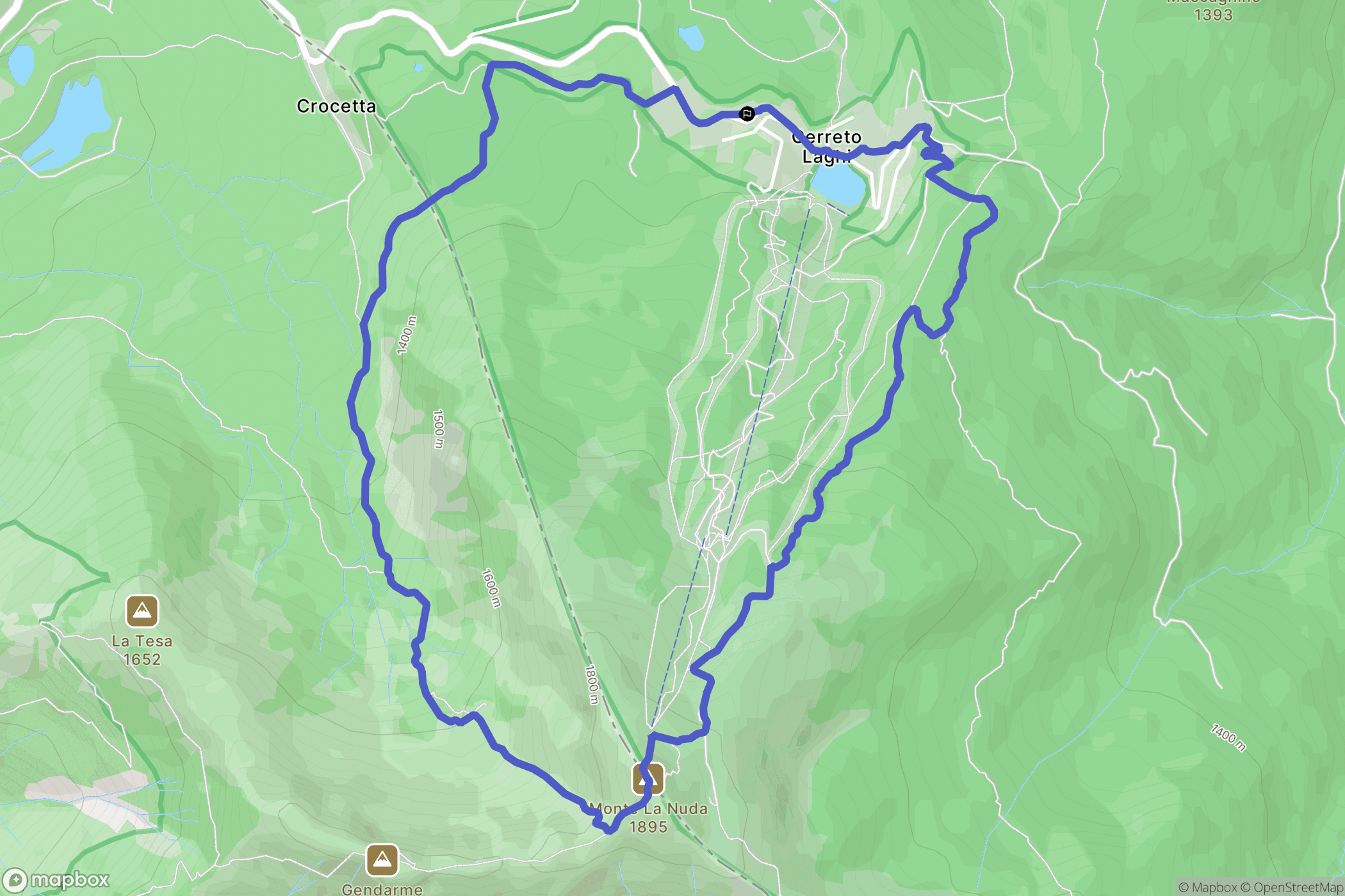 Cerreto Laghi : carte du parcours de randonnée - Italy