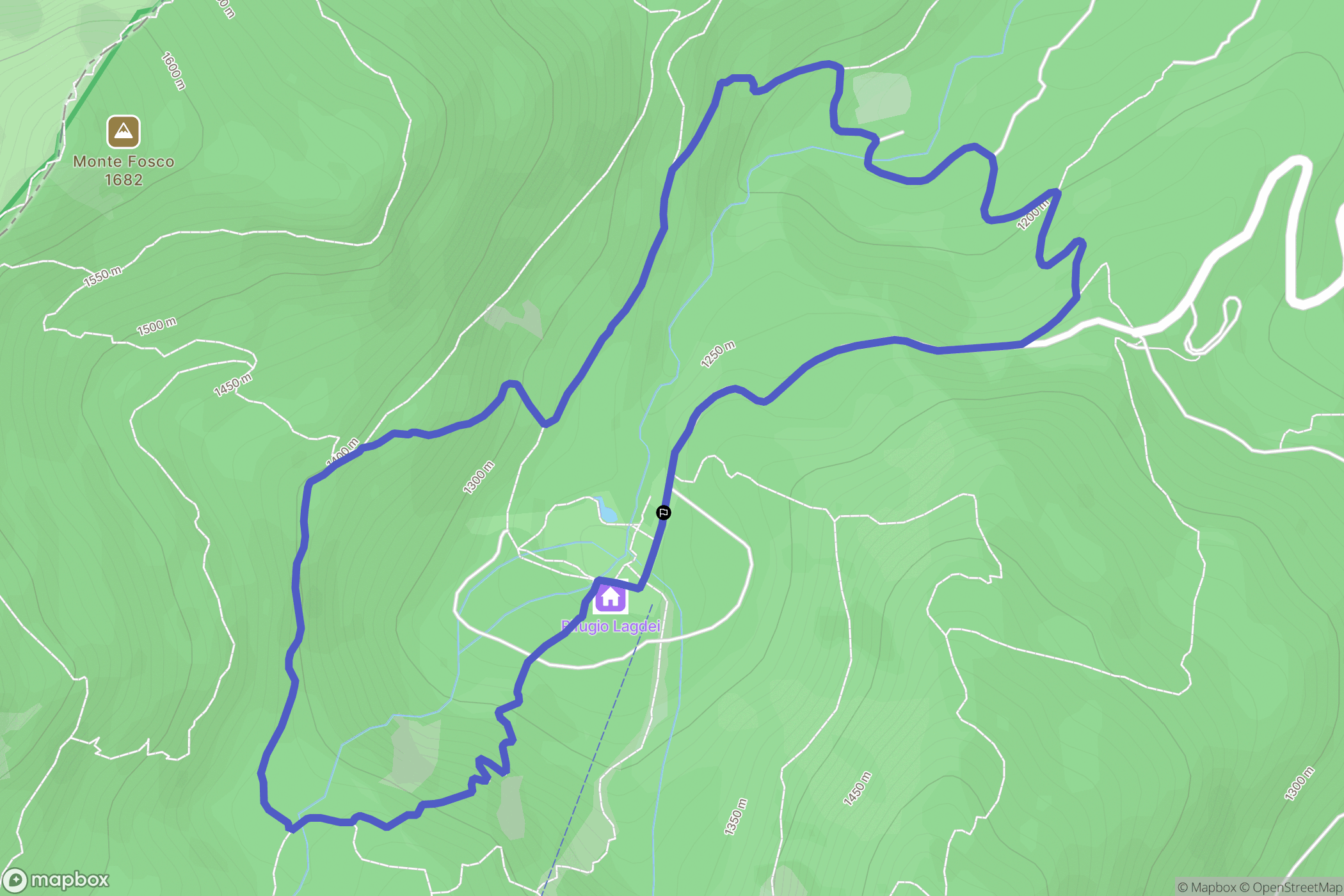 Lagdei : carte du parcours de randonnée - Italy