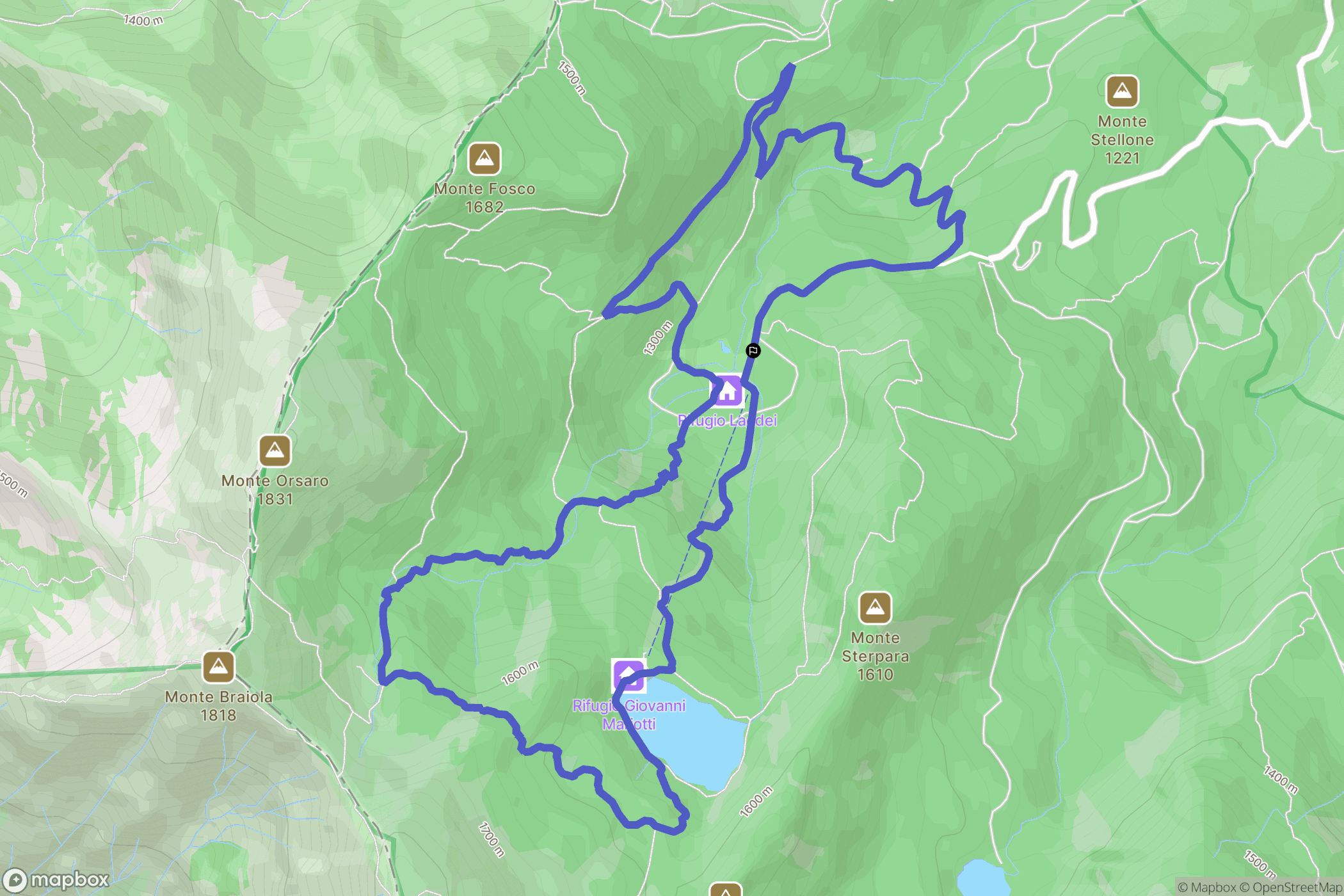 Lagdei : carte du parcours de randonnée - Italy
