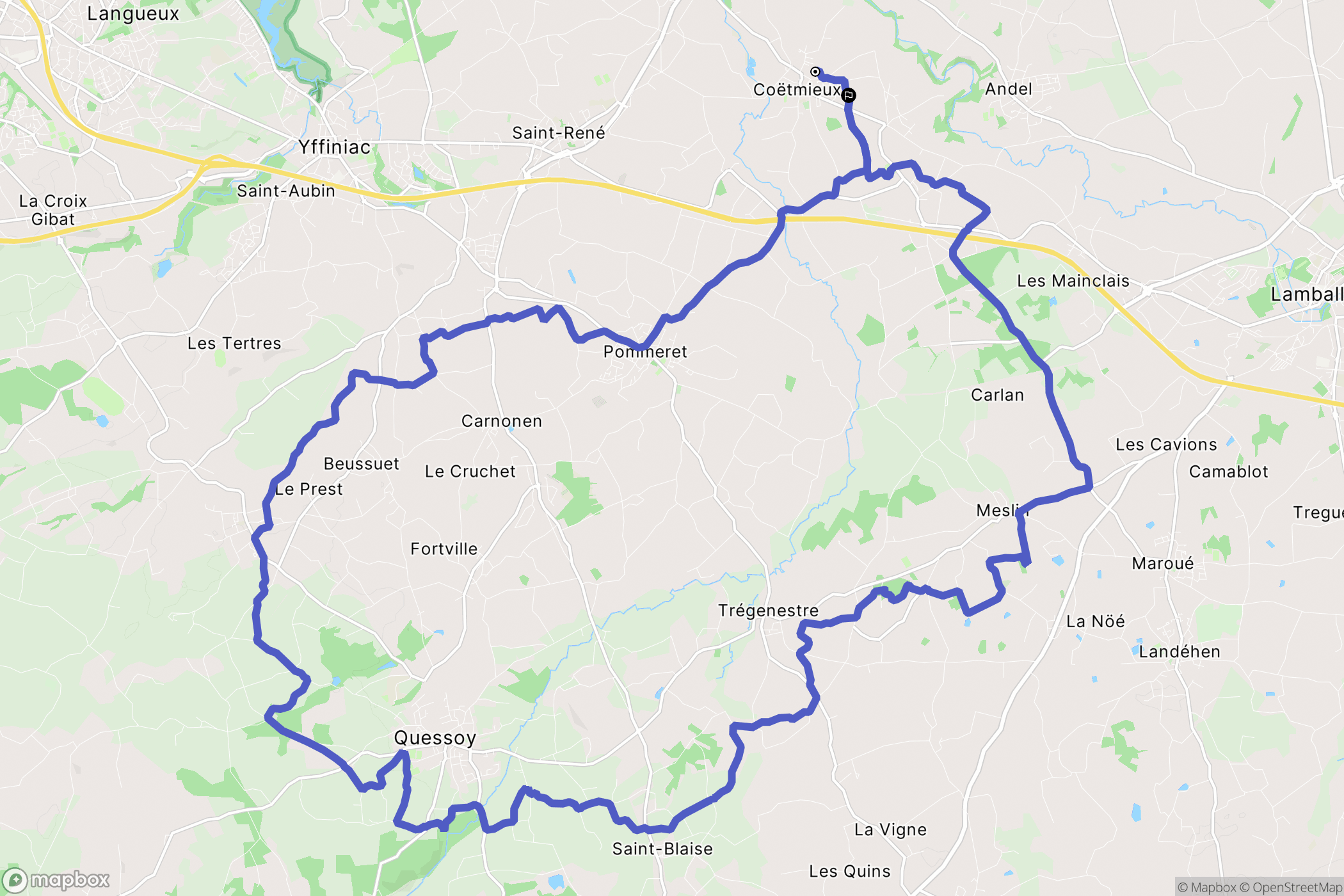 Coëtmieux : carte du parcours de randonnée - France