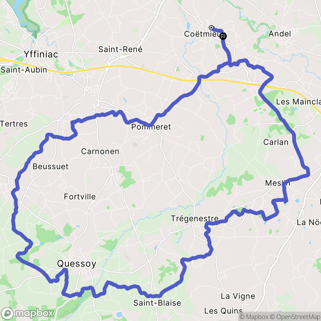 Coëtmieux : carte du parcours de randonnée - France