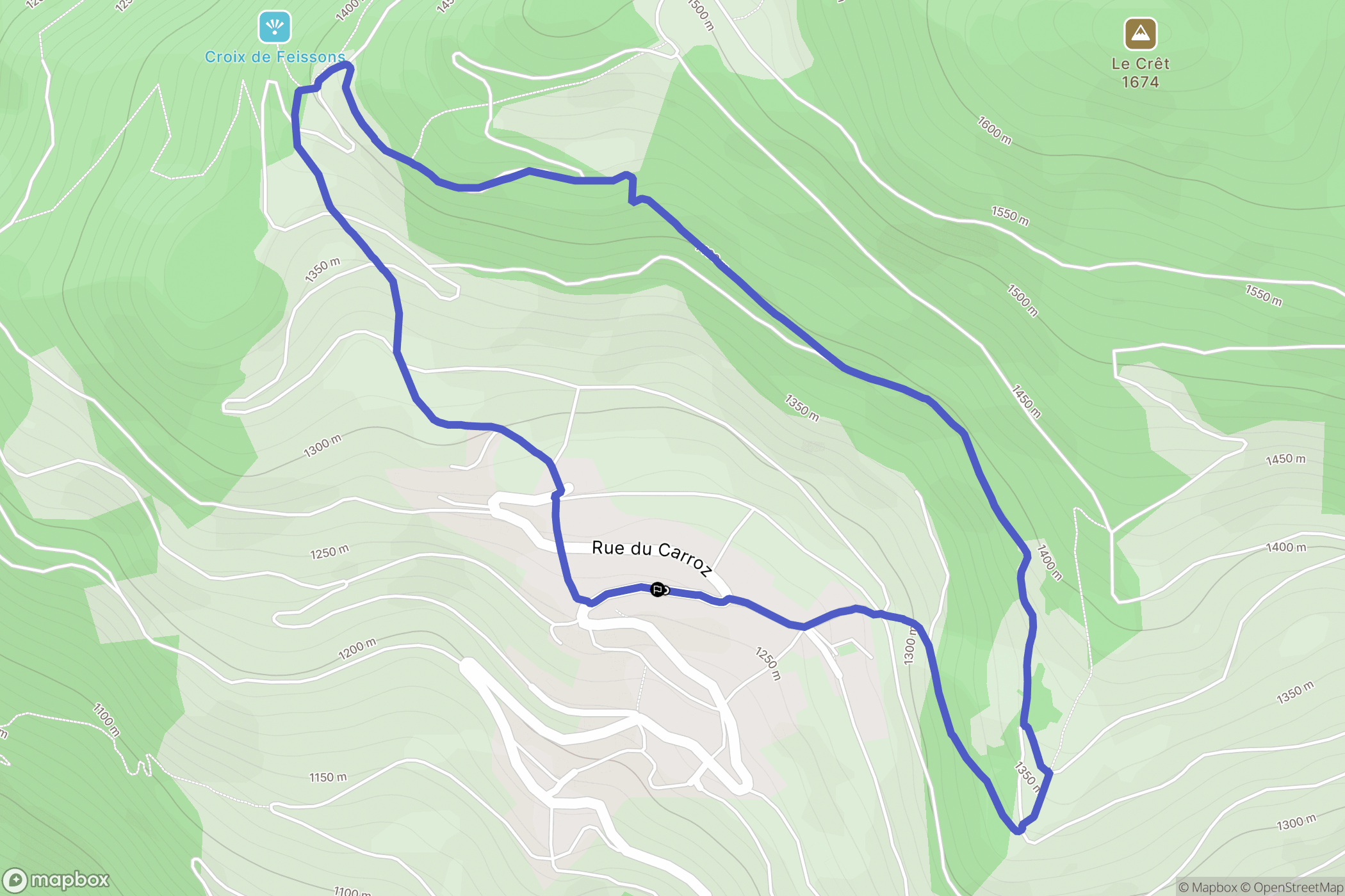 Feissons-sur-Salins : carte du parcours de randonnée - France