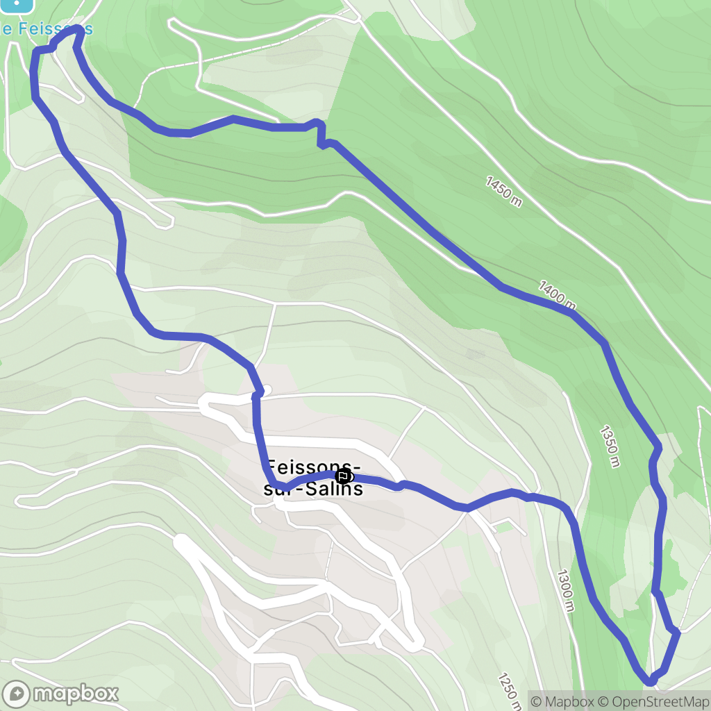 Feissons-sur-Salins : carte du parcours de randonnée - France