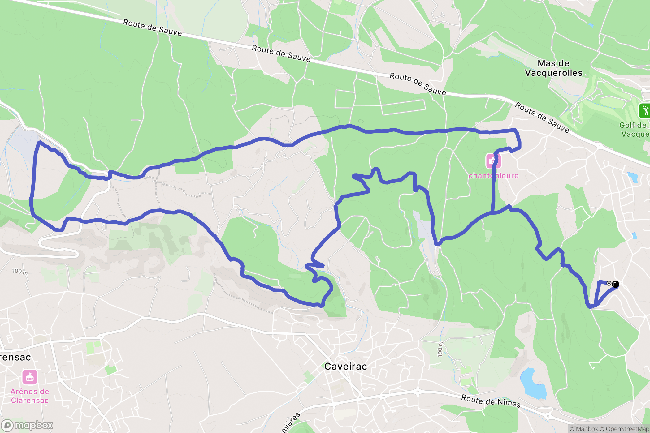 Nîmes : carte du parcours de randonnée - France