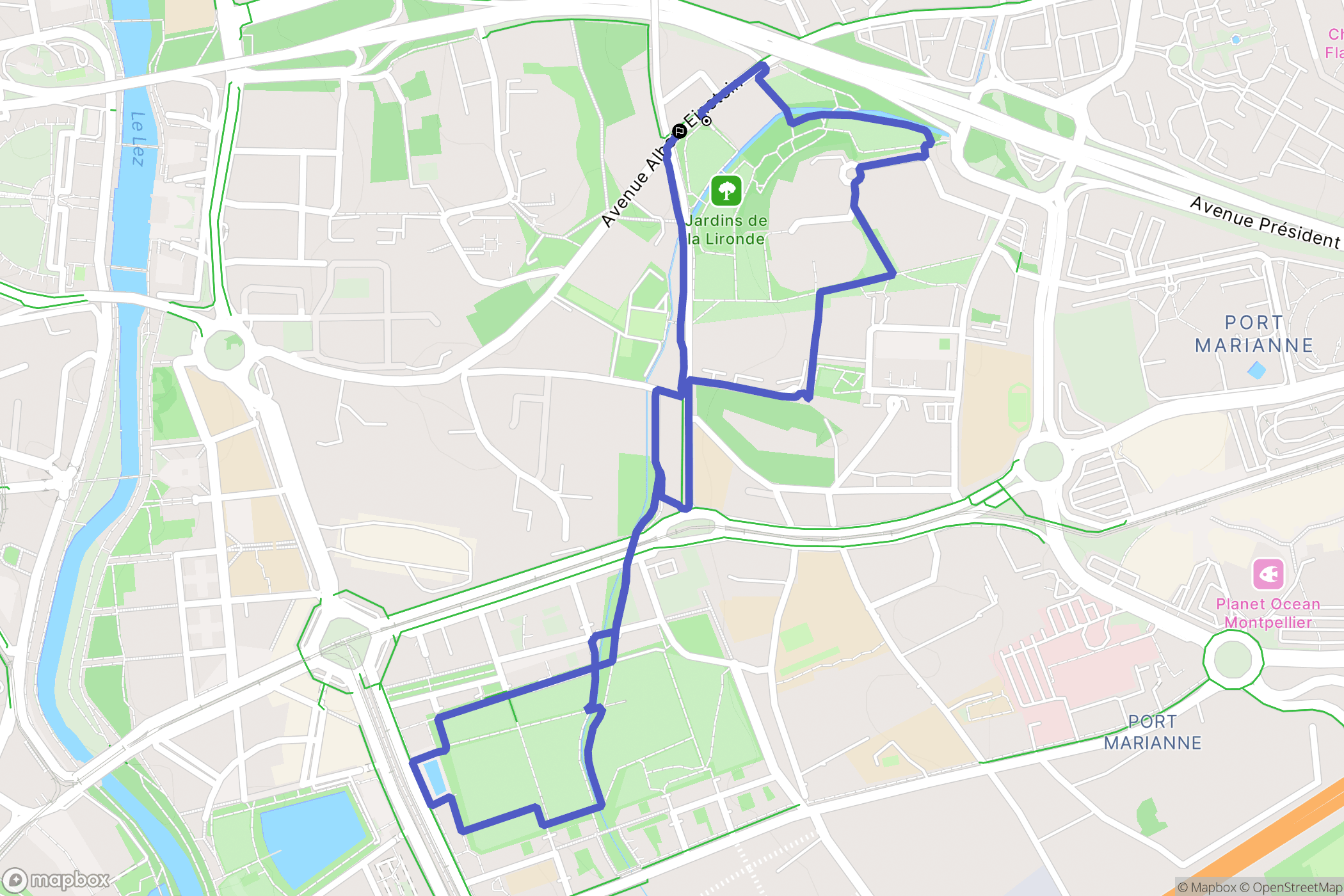 Montpellier : carte du parcours de randonnée - France