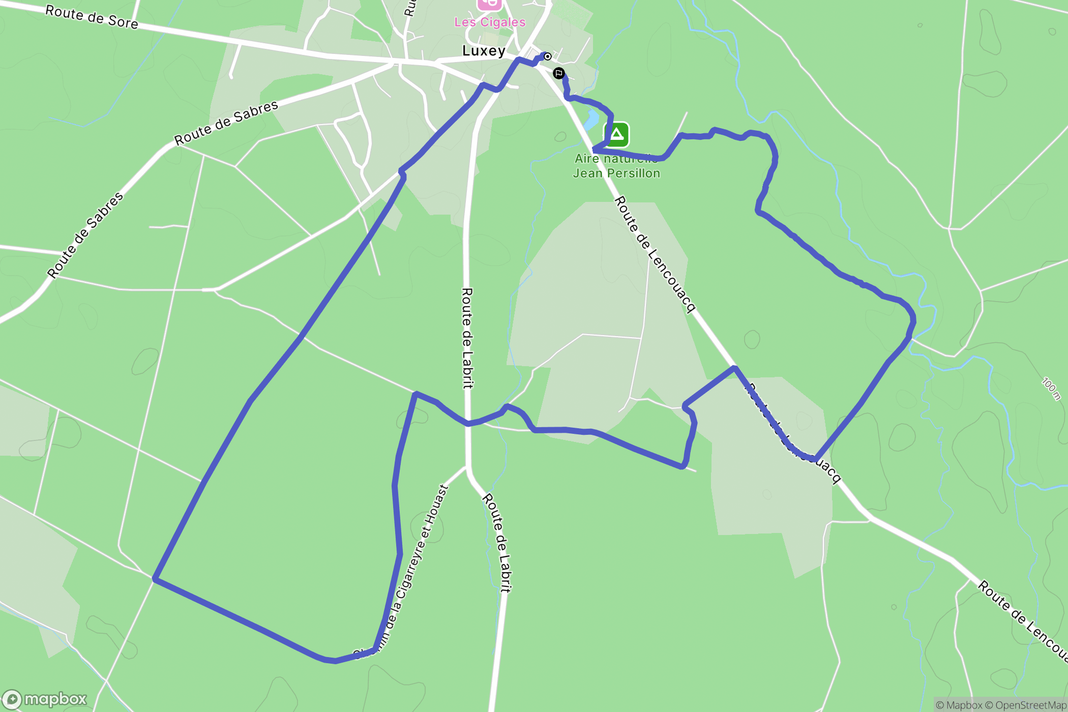 Luxey : carte du parcours de randonnée - France