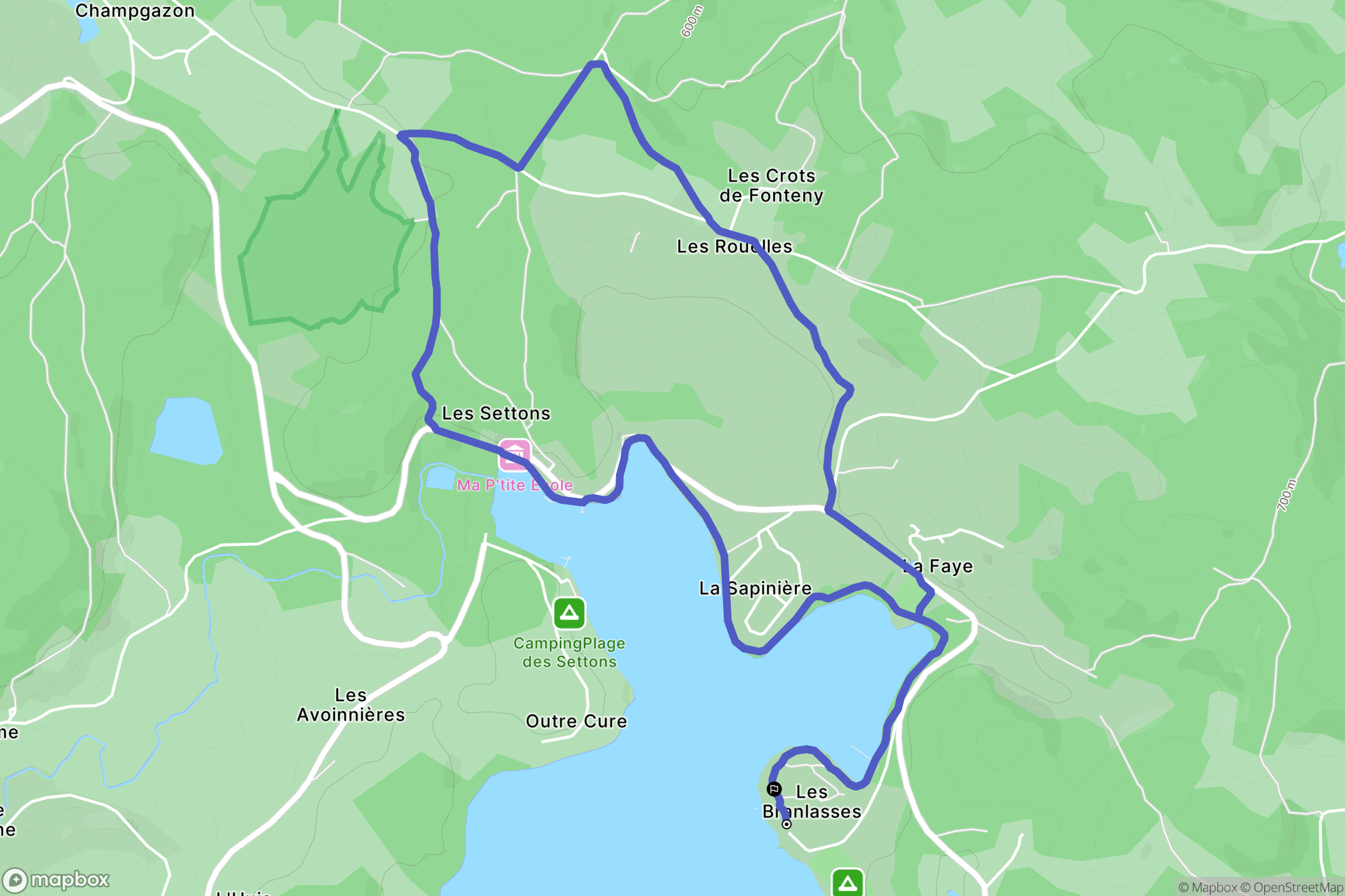 Montsauche-les-Settons : carte du parcours de randonnée - France