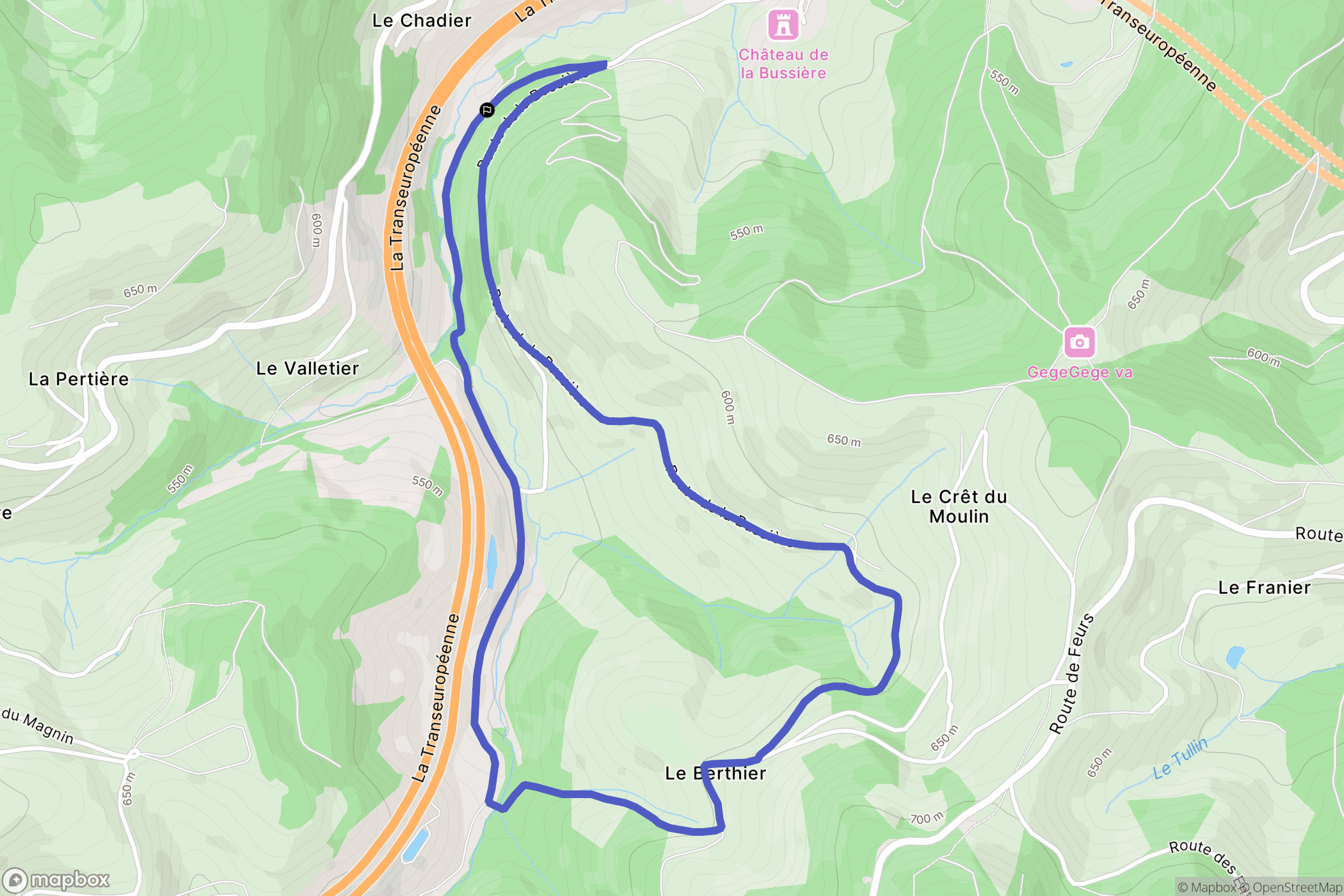 Saint-Marcel-l'Éclairé : carte du parcours de randonnée - France