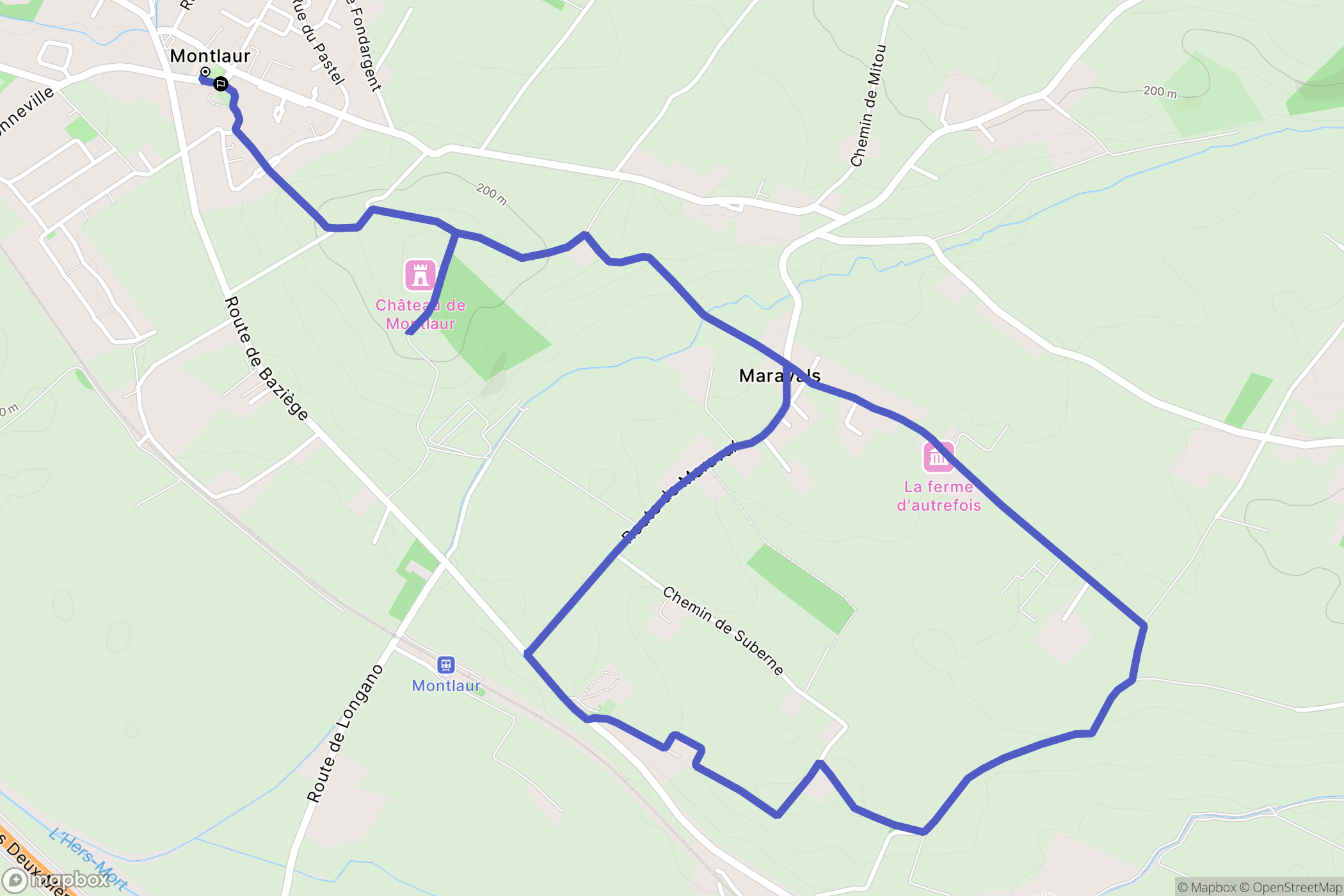 Montlaur : carte du parcours de randonnée - France