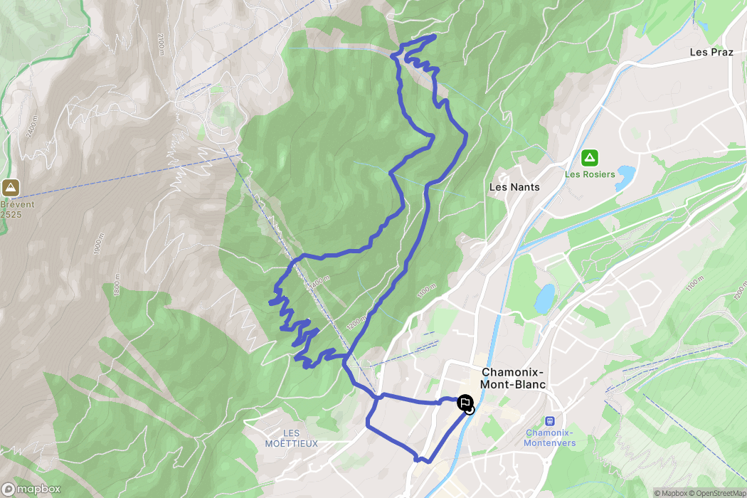 Chamonix-Mont-Blanc : carte du parcours de randonnée - France