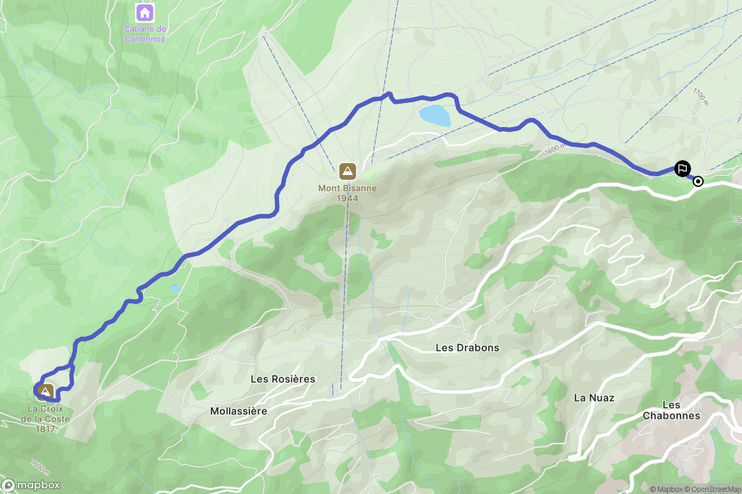 Villard-sur-Doron : carte du parcours de randonnée - France