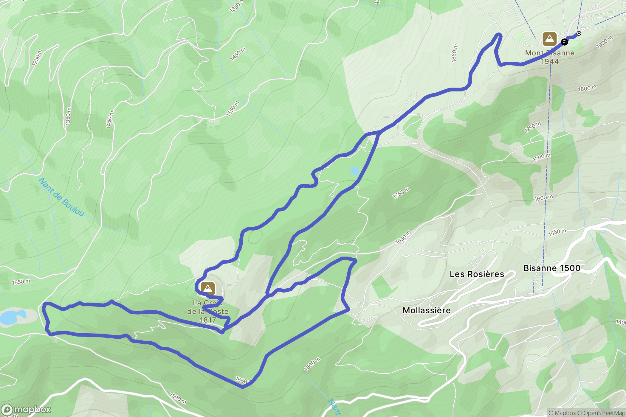 Villard-sur-Doron : carte du parcours de randonnée - France