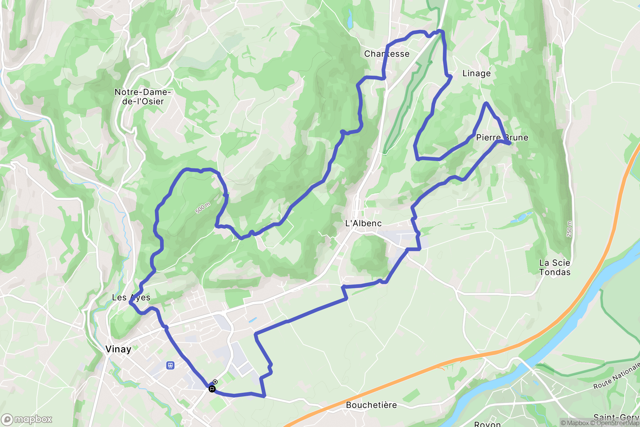 Vinay : carte du parcours de randonnée - France