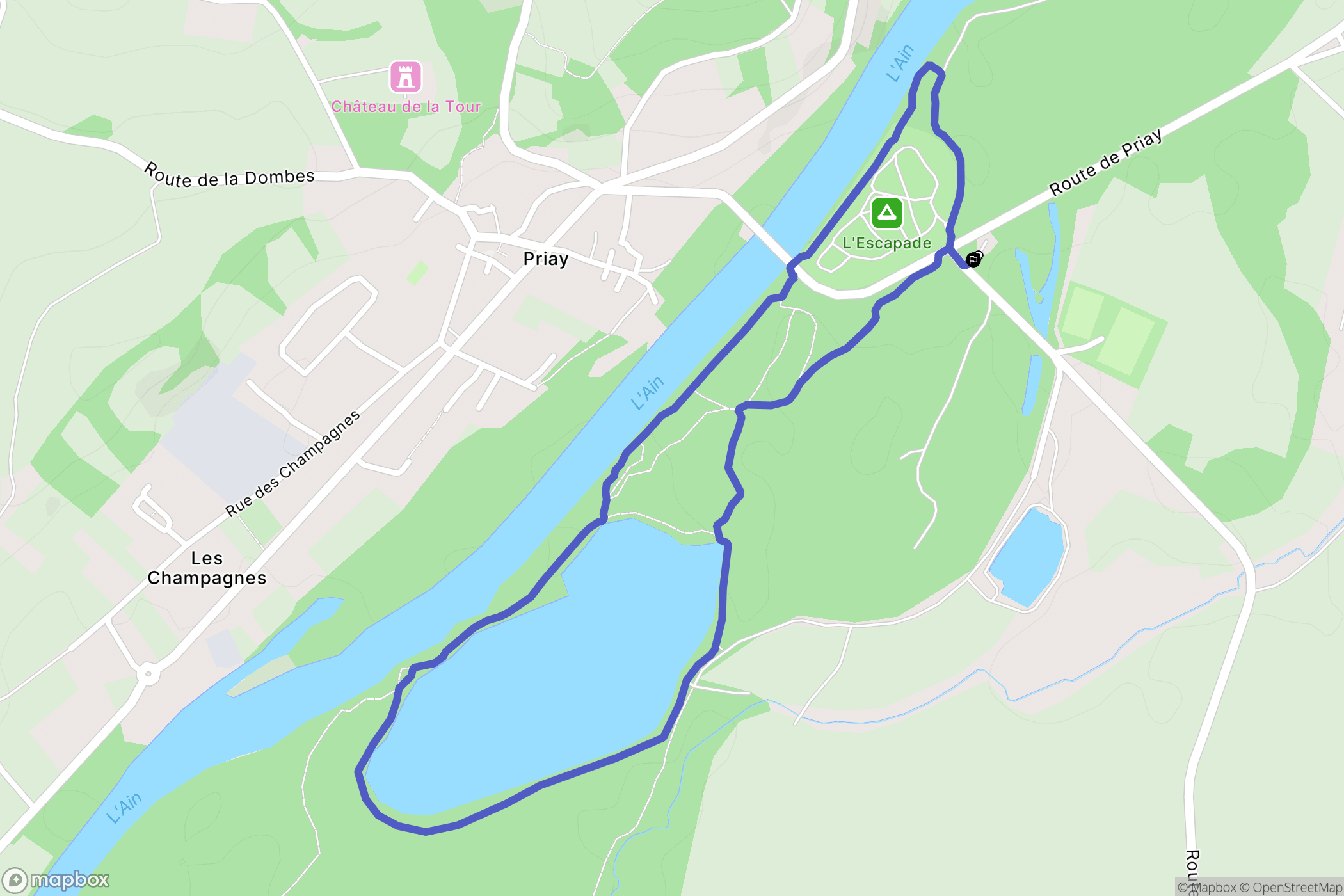 Priay : carte du parcours de randonnée - France