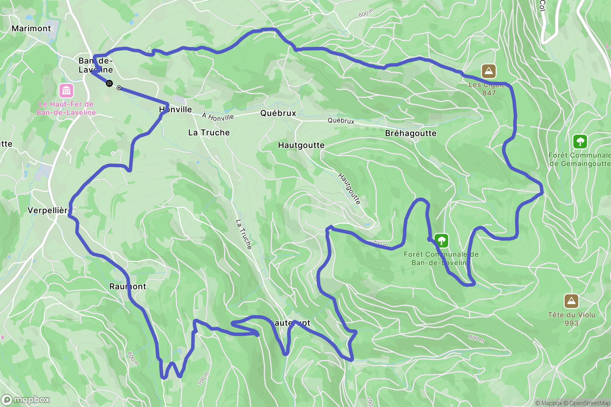 Ban-de-Laveline : carte du parcours de randonnée - France