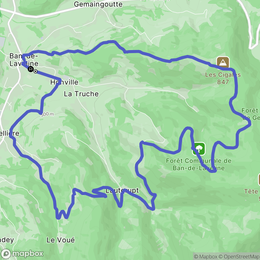 Ban-de-Laveline : carte du parcours de randonnée - France
