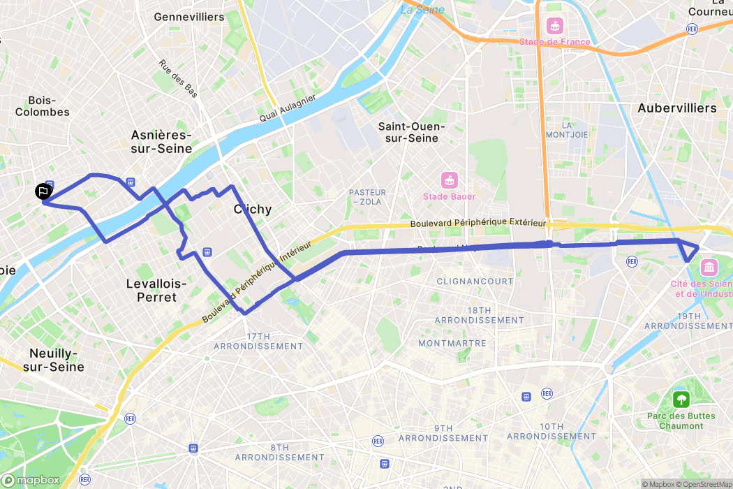 Courbevoie : carte du parcours de randonnée - France