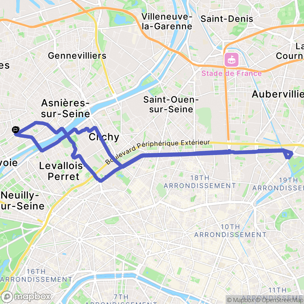 Courbevoie : carte du parcours de randonnée - France