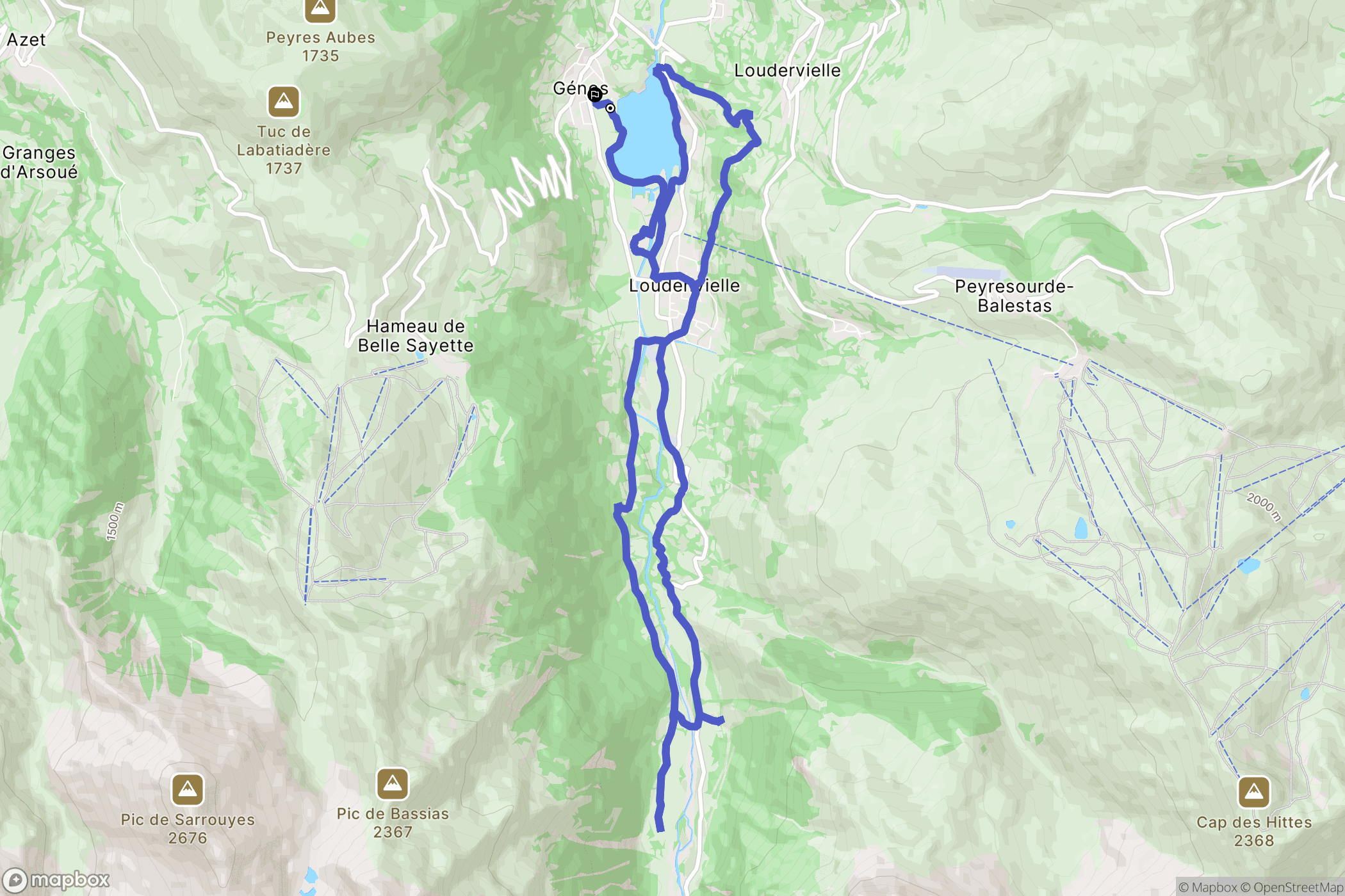 Génos : carte du parcours de randonnée - France