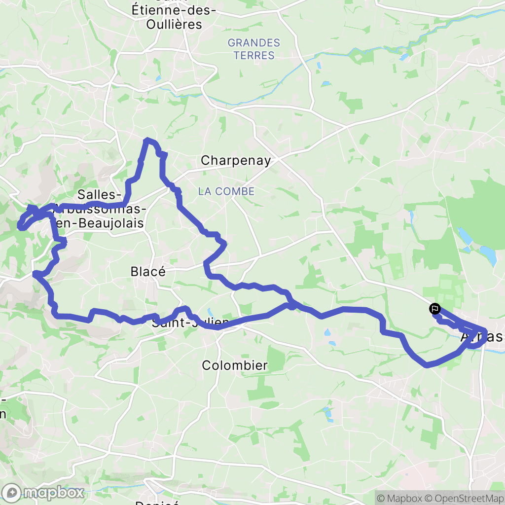 Arnas : carte du parcours de randonnée - France