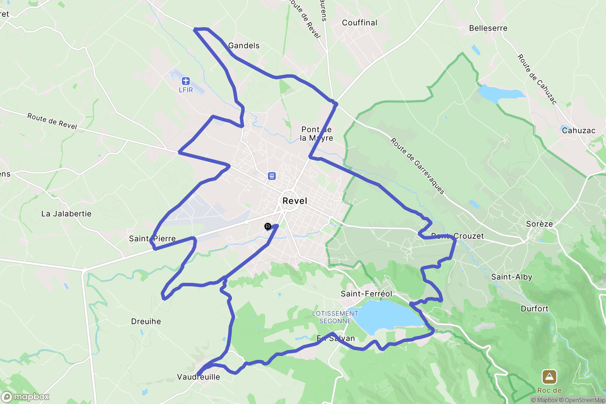 Revel : carte du parcours de randonnée - France