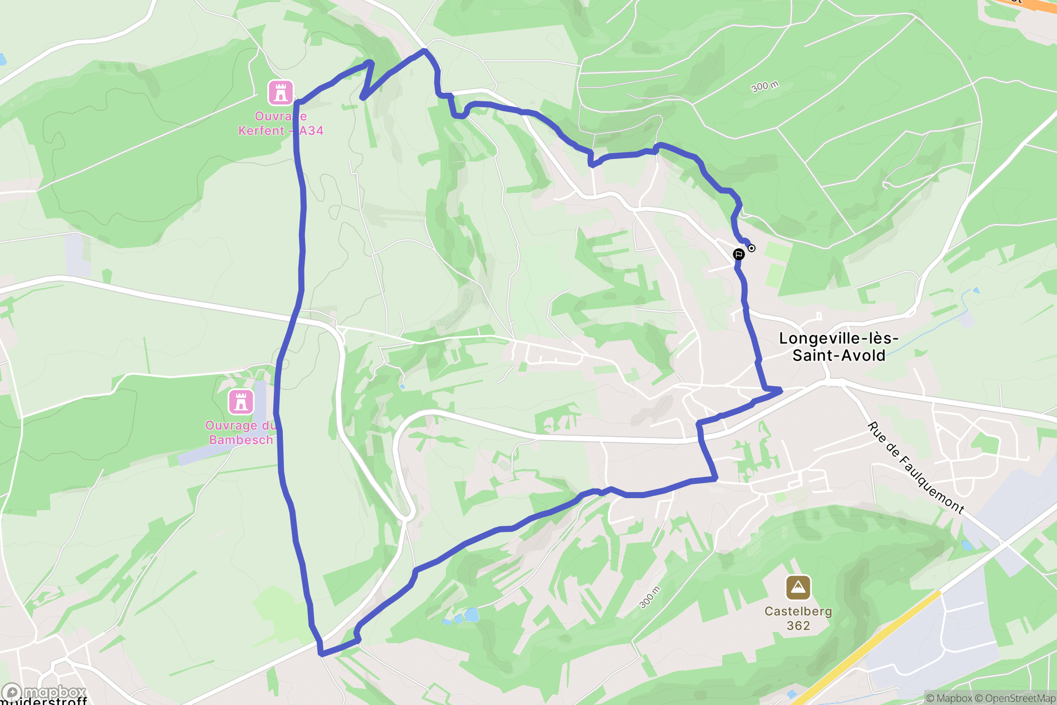 Longeville-lès-Saint-Avold : carte du parcours de randonnée - France