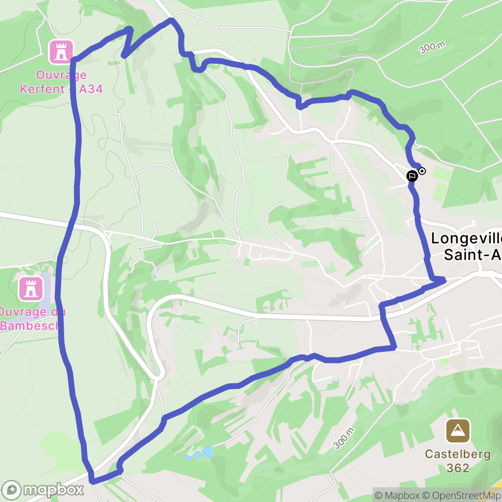 Longeville-lès-Saint-Avold : carte du parcours de randonnée - France