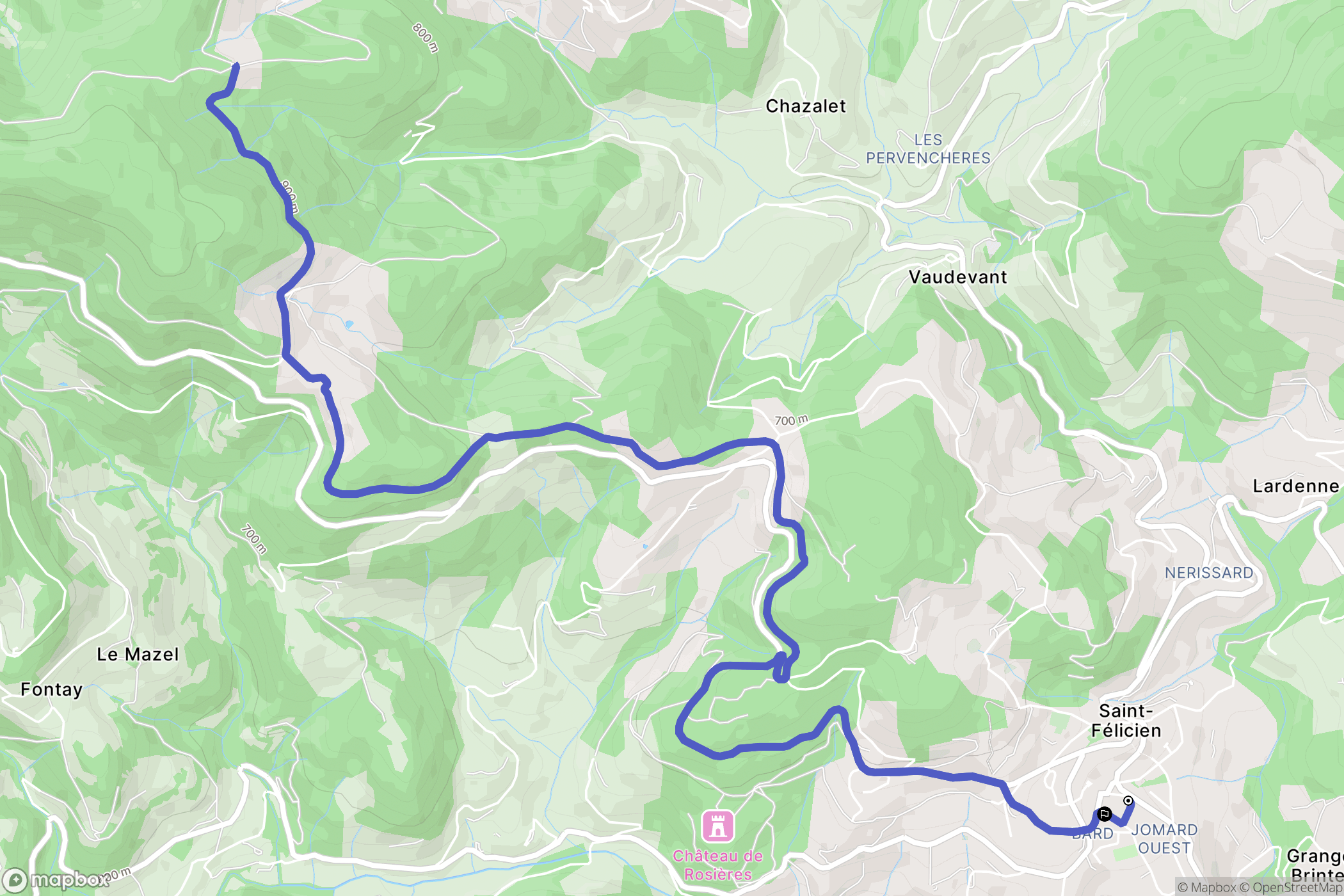 Saint-Félicien : carte du parcours de randonnée - France