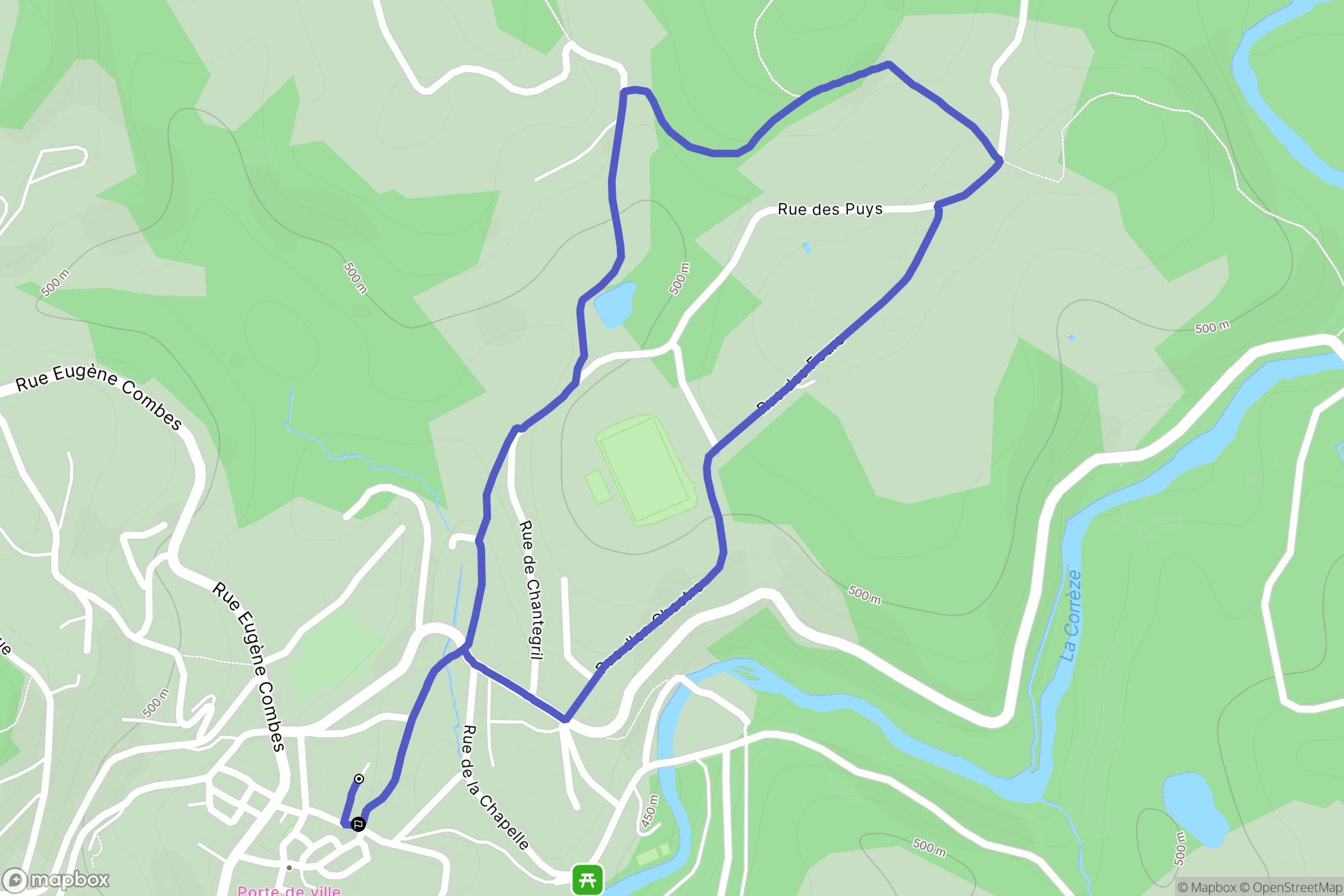 Corrèze : carte du parcours de randonnée - France