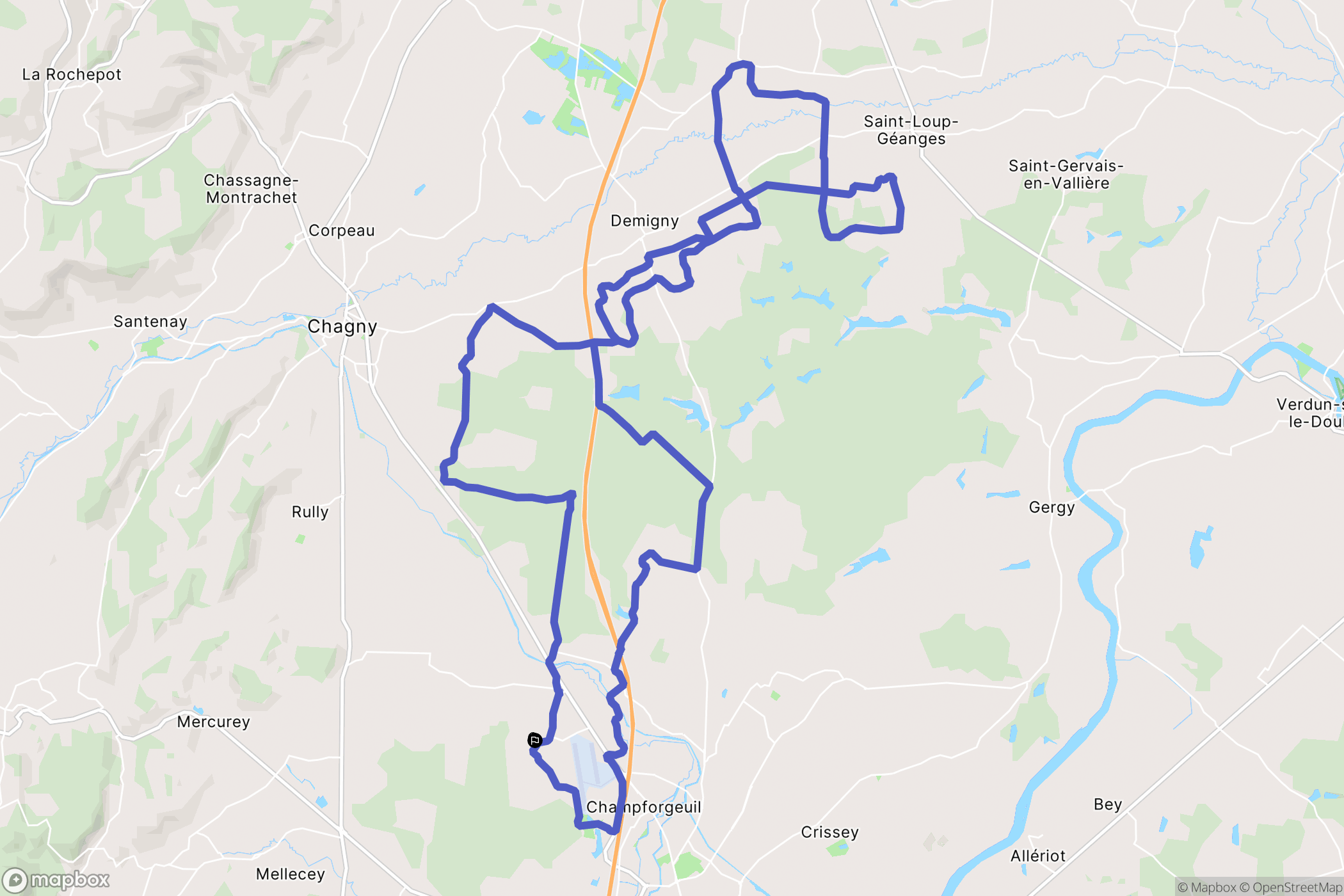 Farges-lès-Chalon : carte du parcours de randonnée - France