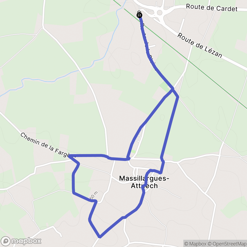 Massillargues-Attuech : carte du parcours de randonnée - France