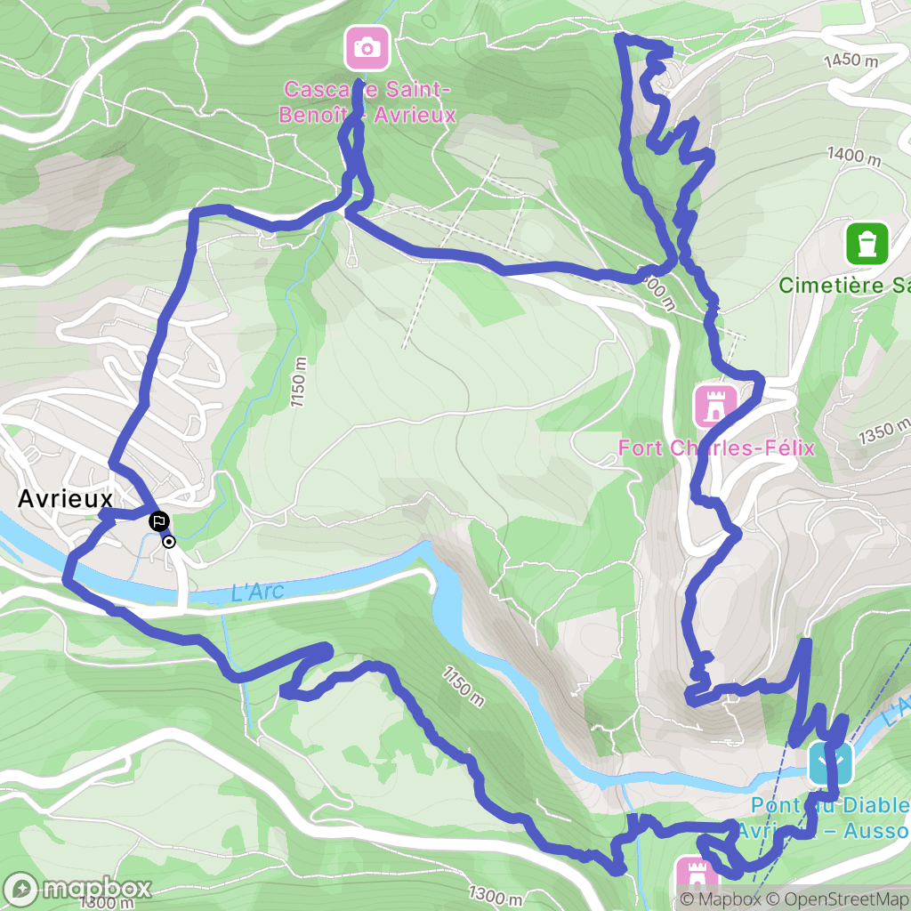 Avrieux : carte du parcours de randonnée - France