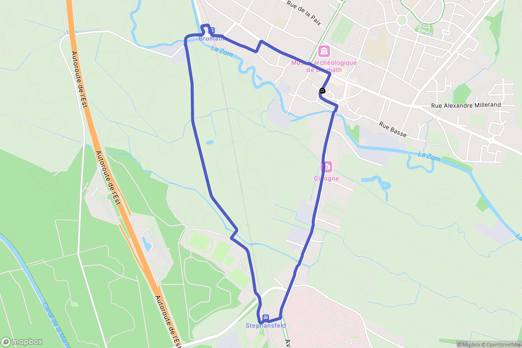 Brumath : carte du parcours de randonnée - France