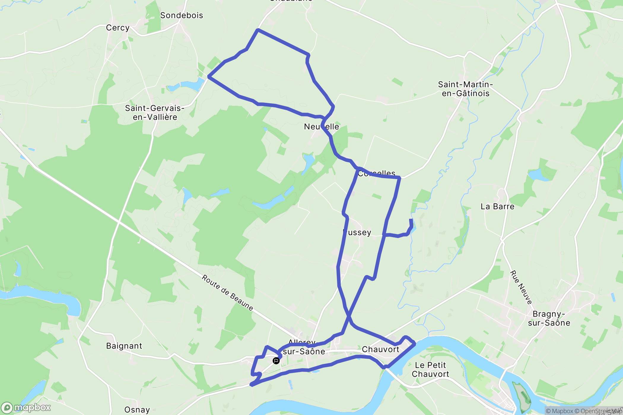 Allerey-sur-Saône : carte du parcours de randonnée - France