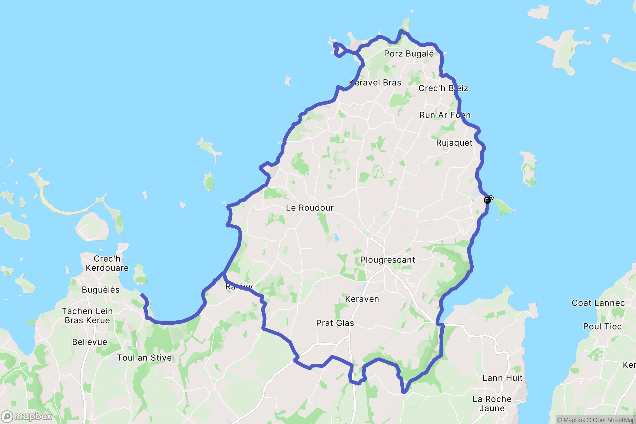 Plougrescant : carte du parcours de randonnée - France