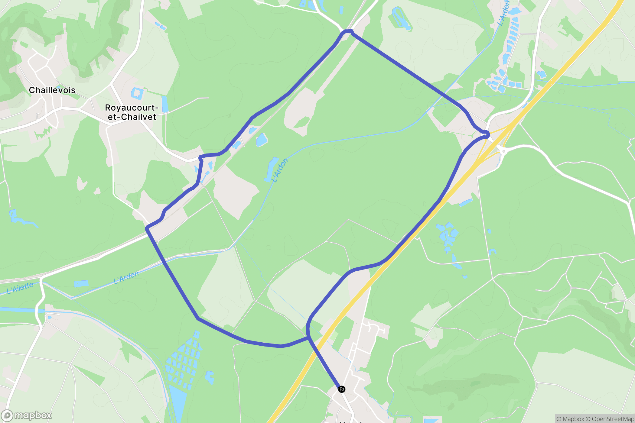 Urcel : carte du parcours de randonnée - France