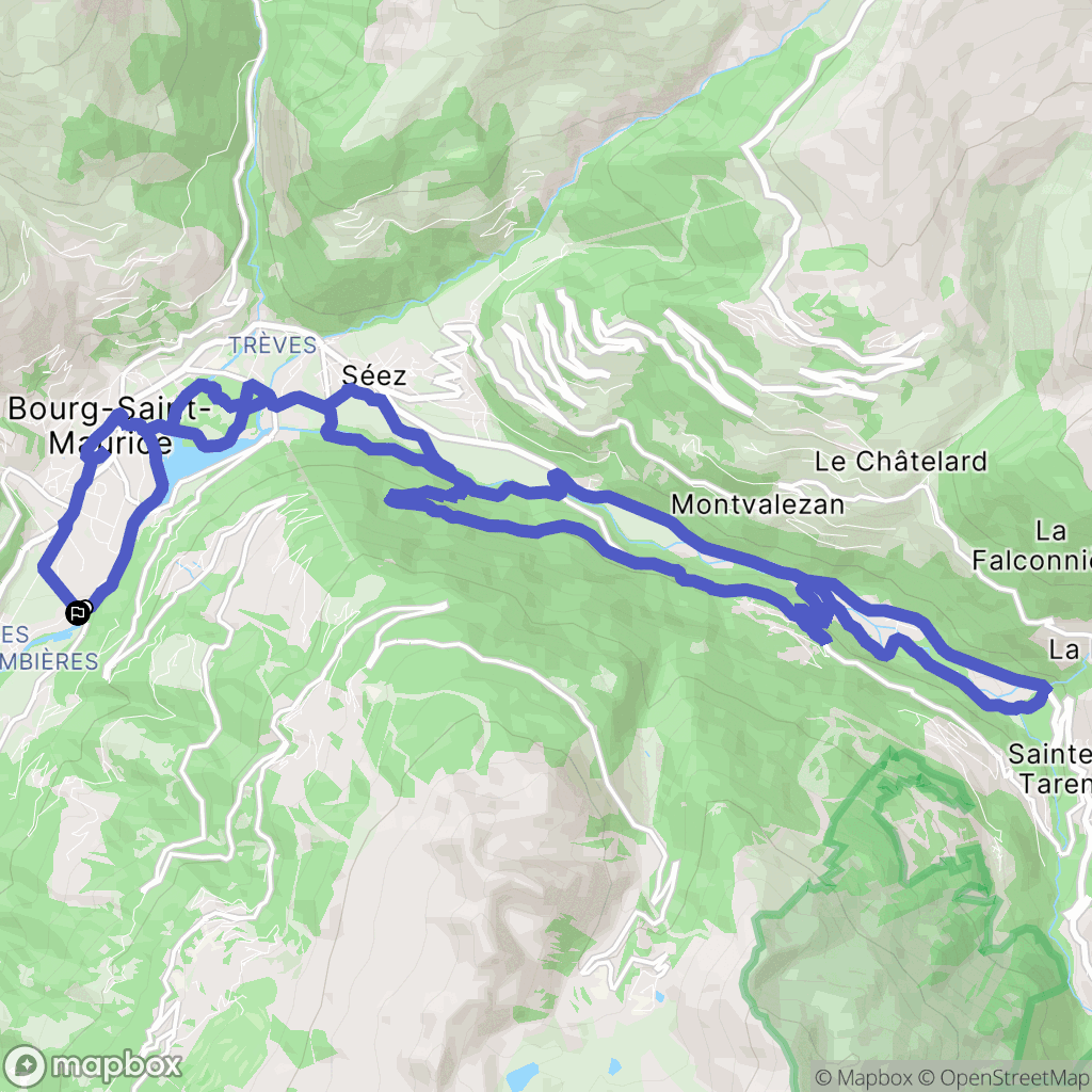 Bourg-Saint-Maurice : carte du parcours de randonnée - France