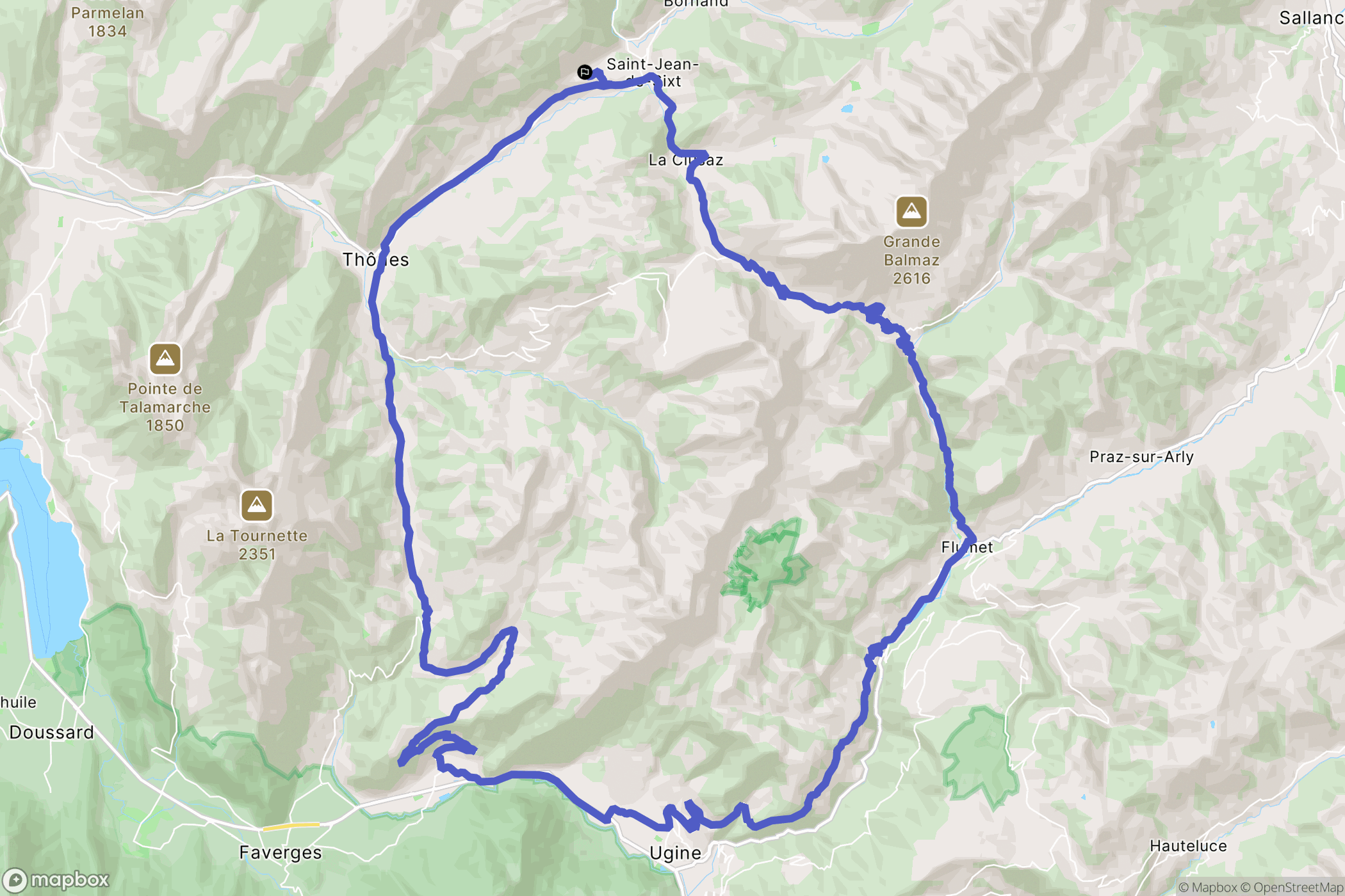Saint-Jean-de-Sixt : carte du parcours de randonnée - France