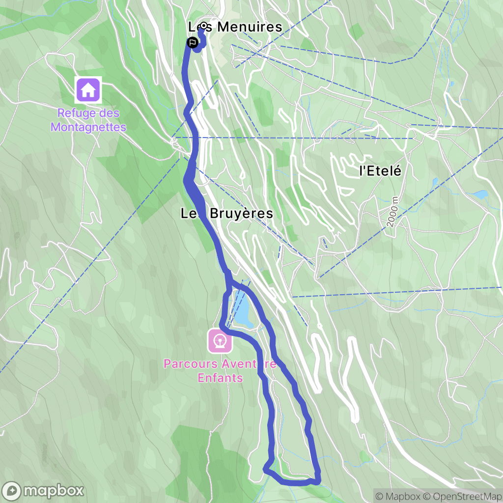 Les Belleville : carte du parcours de randonnée - France