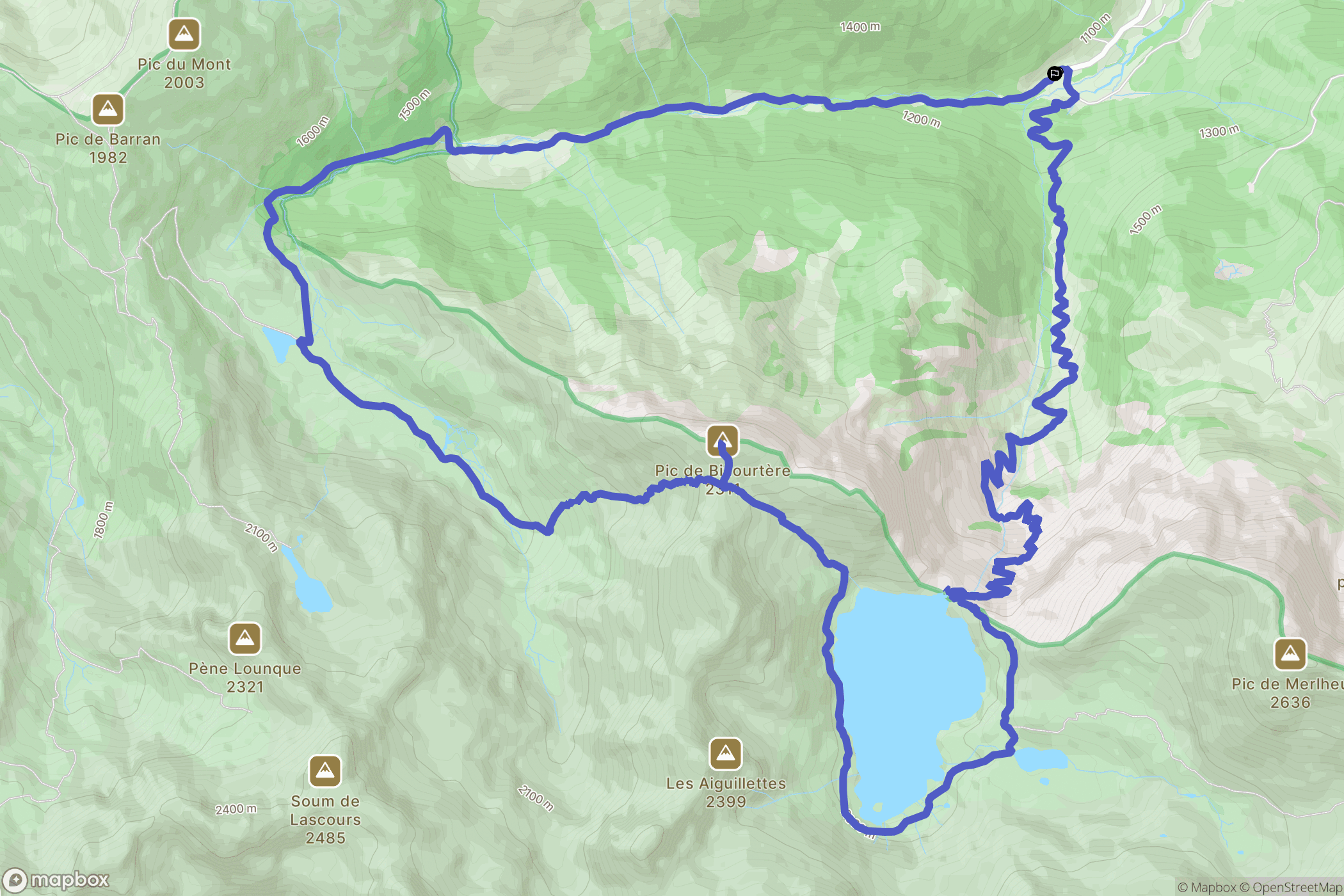 Bagnères-de-Bigorre : carte du parcours de randonnée - France