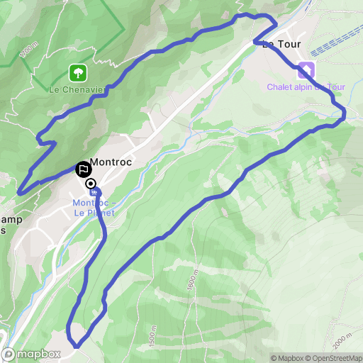 Chamonix-Mont-Blanc : carte du parcours de randonnée - France
