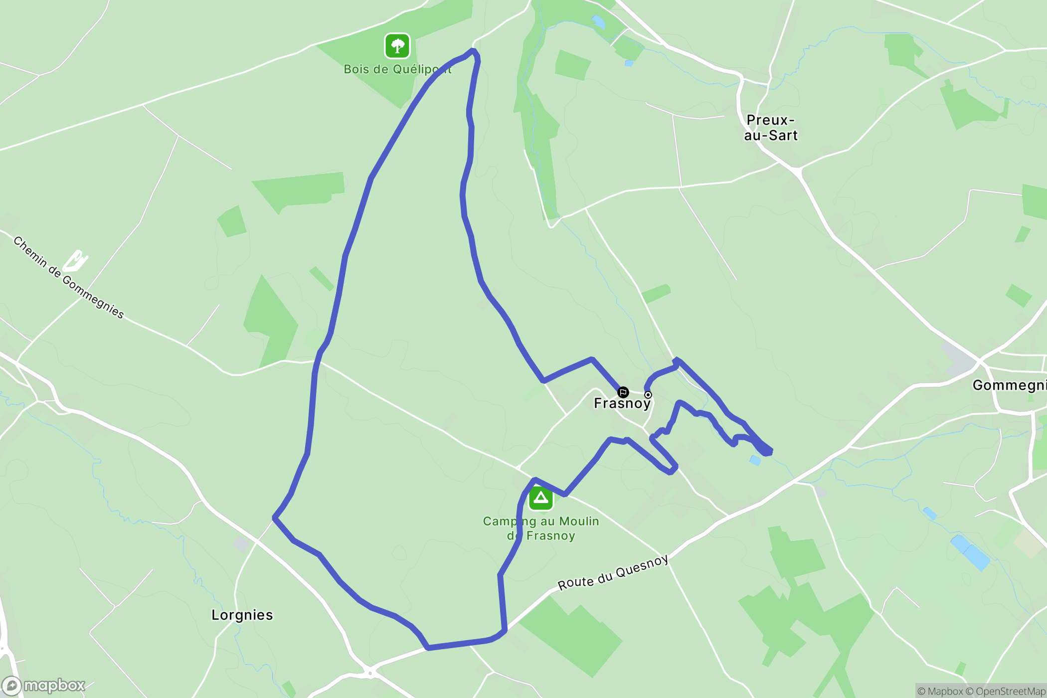 Frasnoy : carte du parcours de randonnée - France