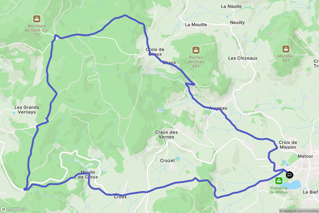 Matour : carte du parcours de randonnée - France
