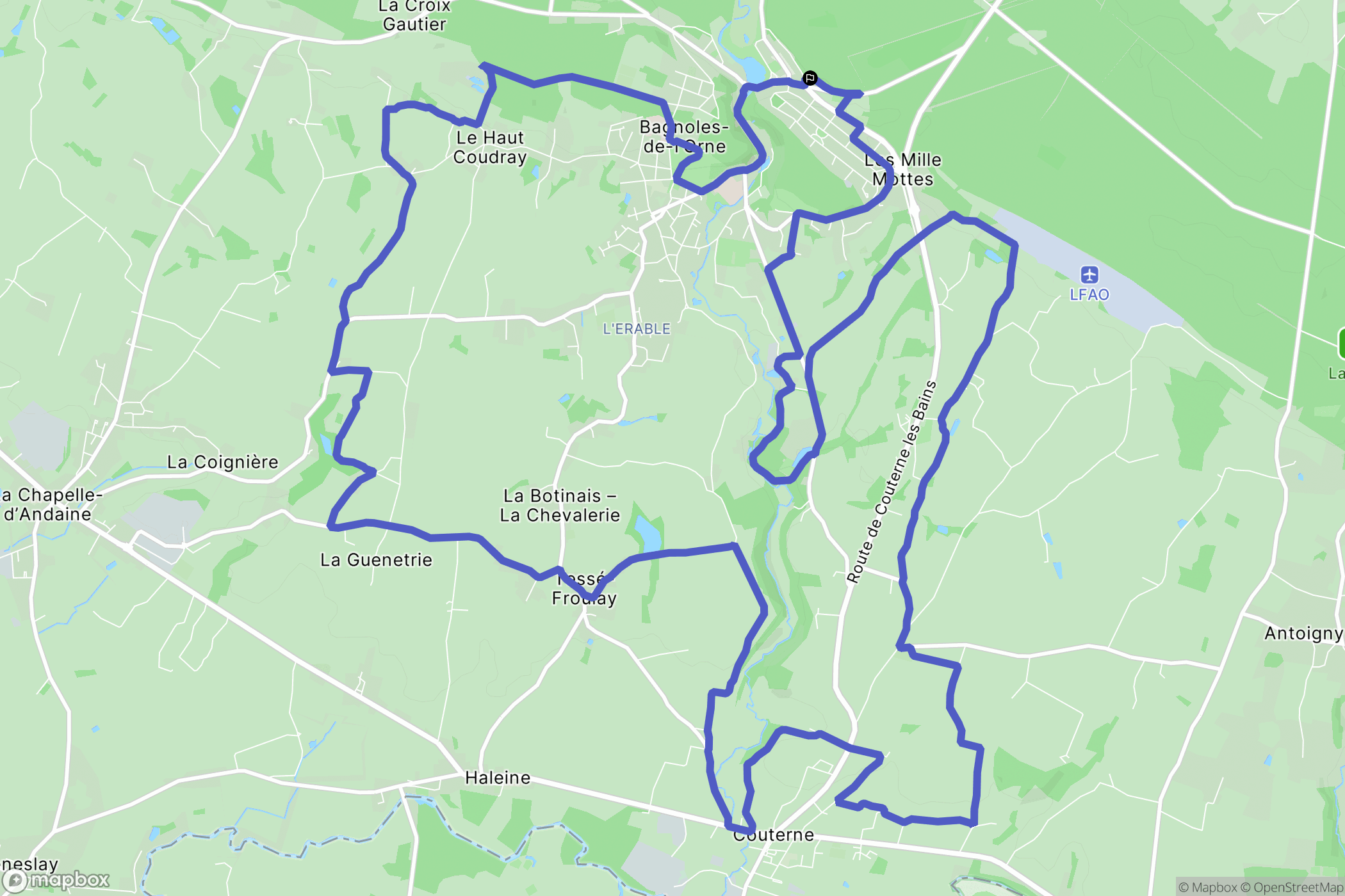 Bagnoles de l'Orne Normandie : carte du parcours de randonnée - France