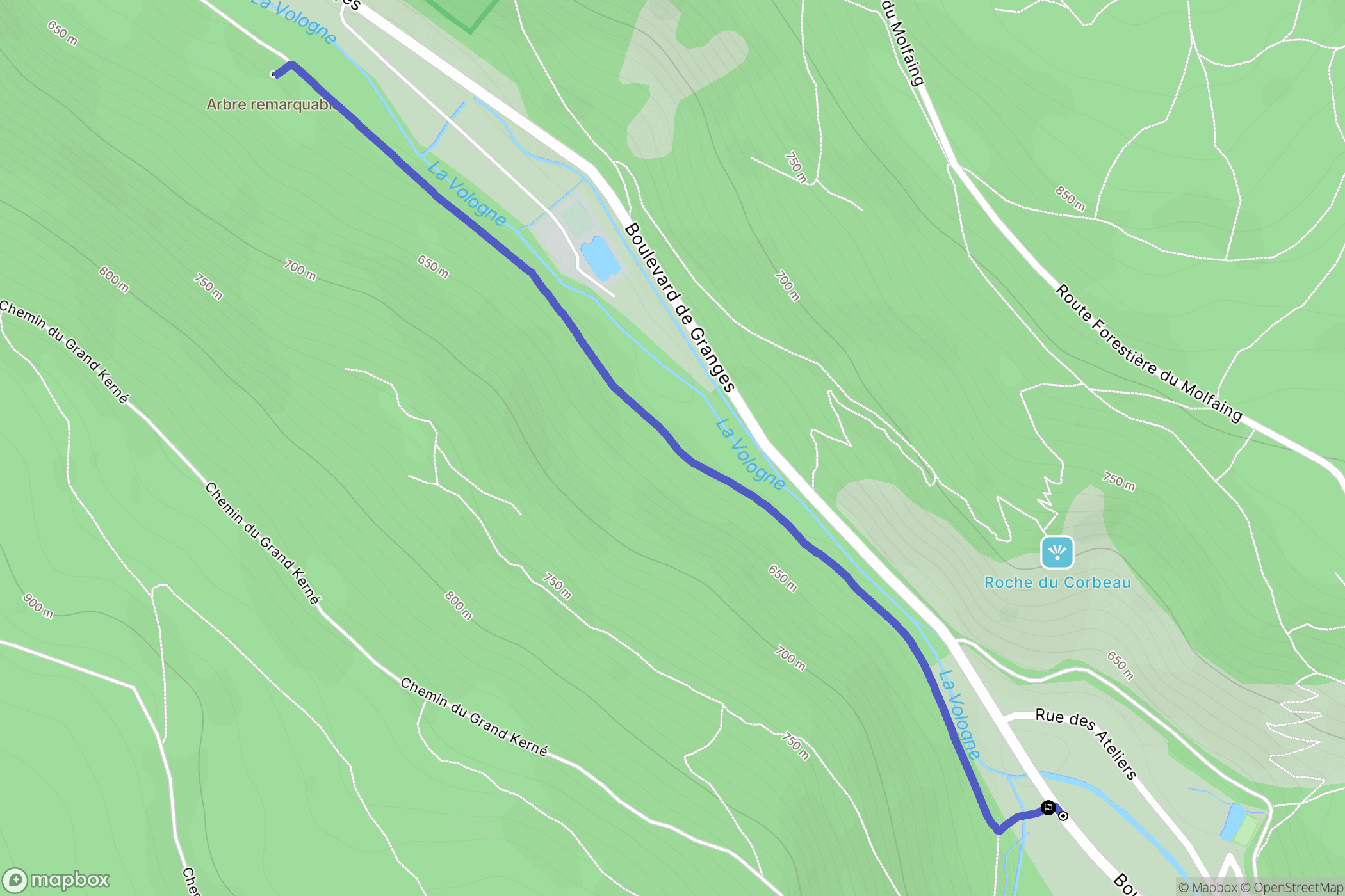 Gérardmer : carte du parcours de randonnée - France
