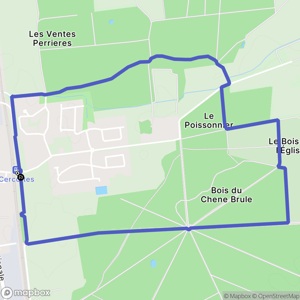 Cercottes : carte du parcours de randonnée - France