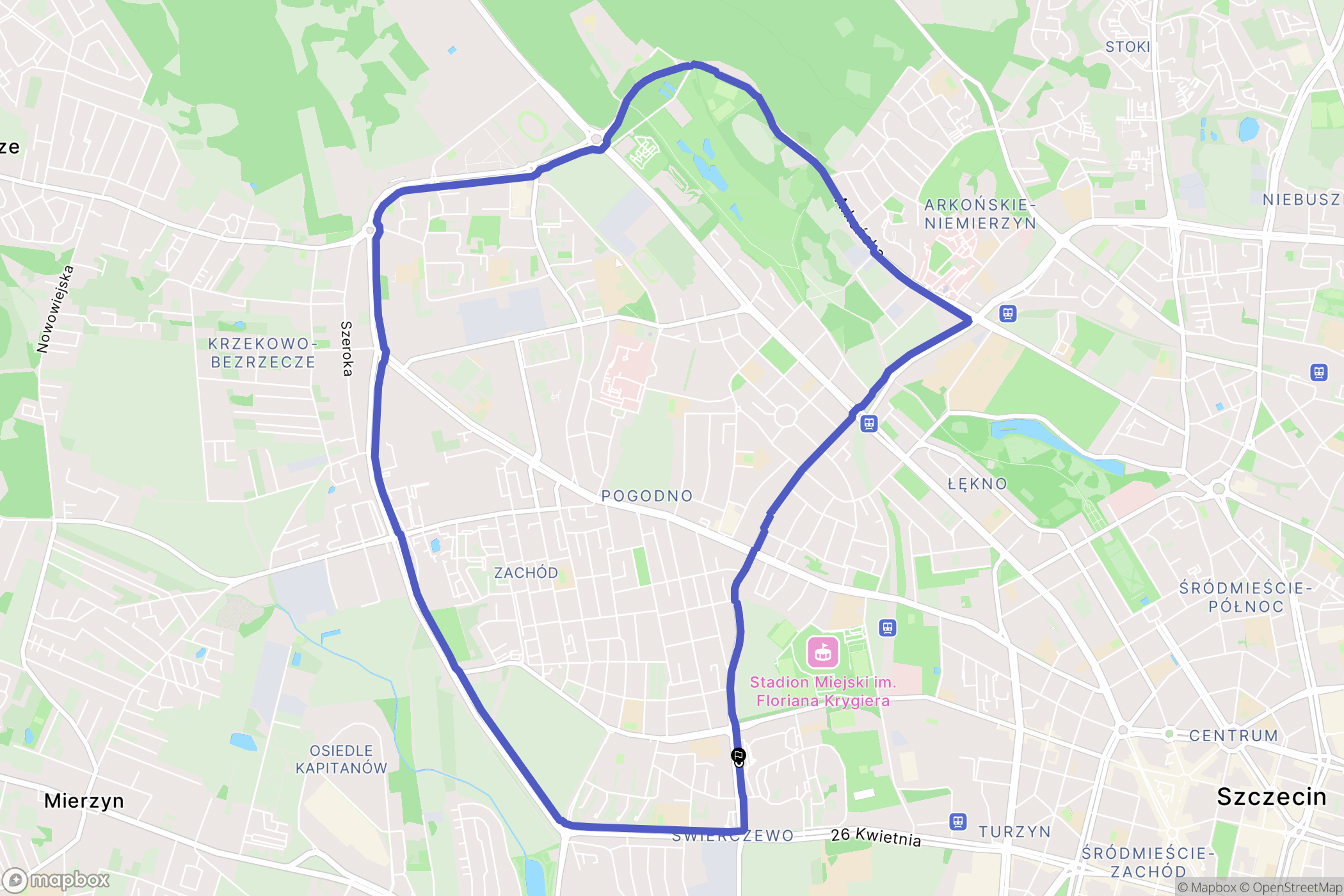 Szczecin: mapa trasy - Poland