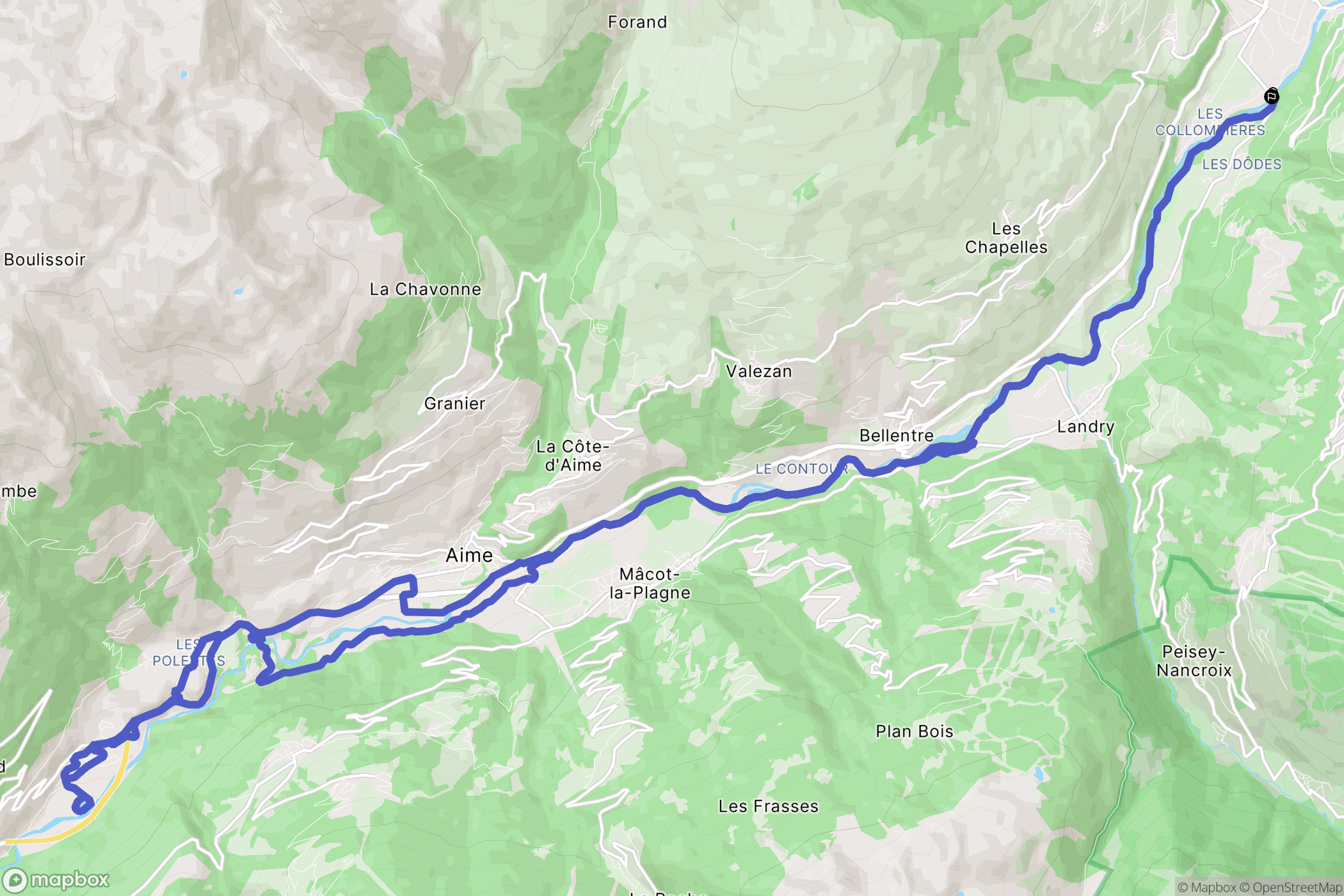 Bourg-Saint-Maurice : carte du parcours de randonnée - France
