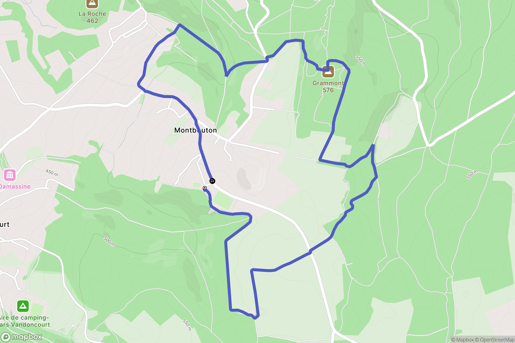 Montbouton : carte du parcours de randonnée - France